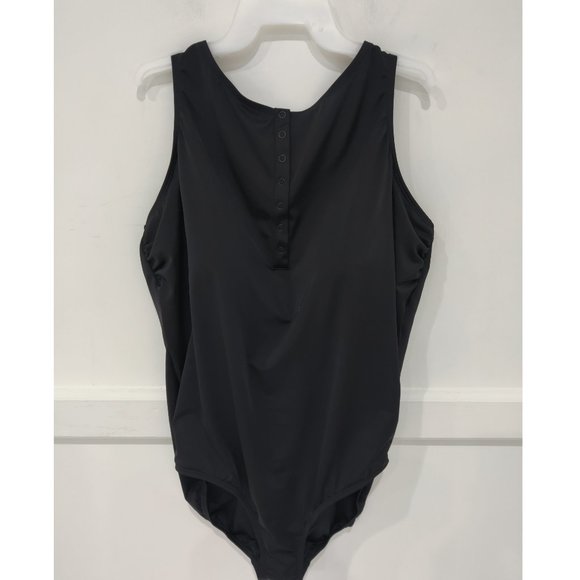Costume Intero Lands' End Donna Scollo Quadrato Arricciato, Taglia Forte 18W, Nuovo Con Etichette